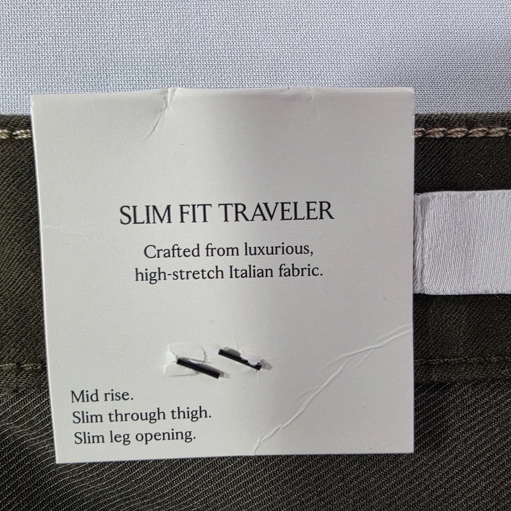 Banana Republic Slim Fit Traveler Pants Mens 36x30 Dark Olive Italian Fabric NWT